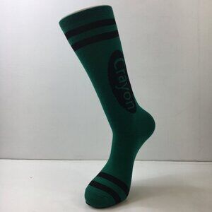 Unisex Knee High Socks Crayon Stripes Green Black